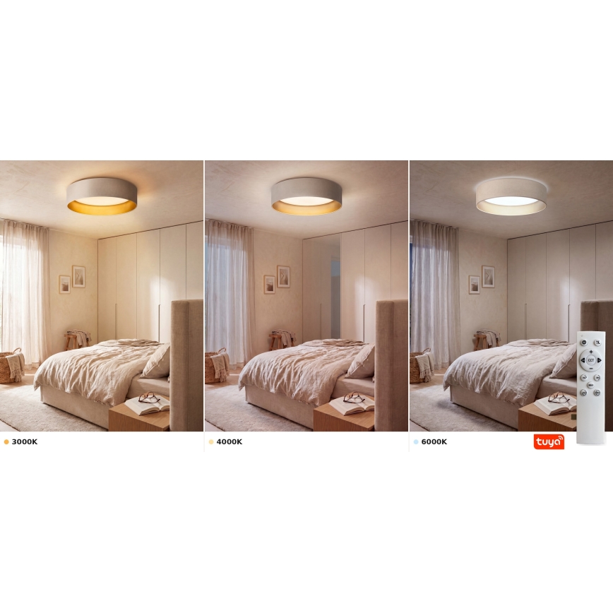 Brilagi - LED стельовий світильник із регульованою яскравістю VELVET SMARTIX STARS LED/24W/230V 3000-6000K діаметр 45 см кремовий/золотий Wi-Fi Tuya Beacon + пульт дистанційного керування