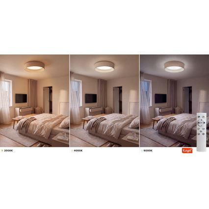 Brilagi - LED стельовий світильник з регулюванням яскравості VELVET SMARTIX LED/36W/230V 3000-6000K діам. 55 см бежевий Wi-Fi Tuya Beacon + дистанційне керування