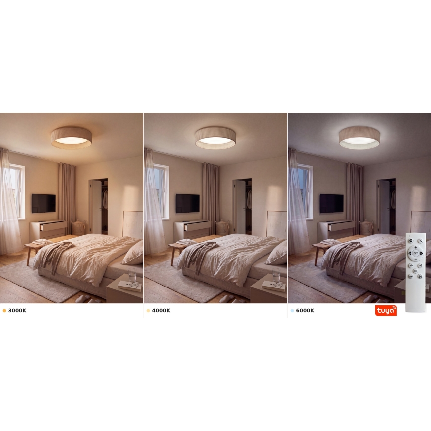 Brilagi - LED стельовий світильник з регулюванням яскравості VELVET SMARTIX LED/36W/230V 3000-6000K діам. 55 см бежевий Wi-Fi Tuya Beacon + дистанційне керування
