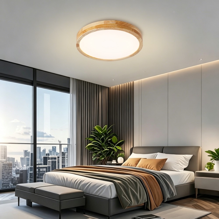 BRILAGI - LED стельовий світильник WOODLINE LED/48W/230V 3000-6000K дуб, з регульованою яскравістю, діаметр 40 см + пульт дистанційного керування