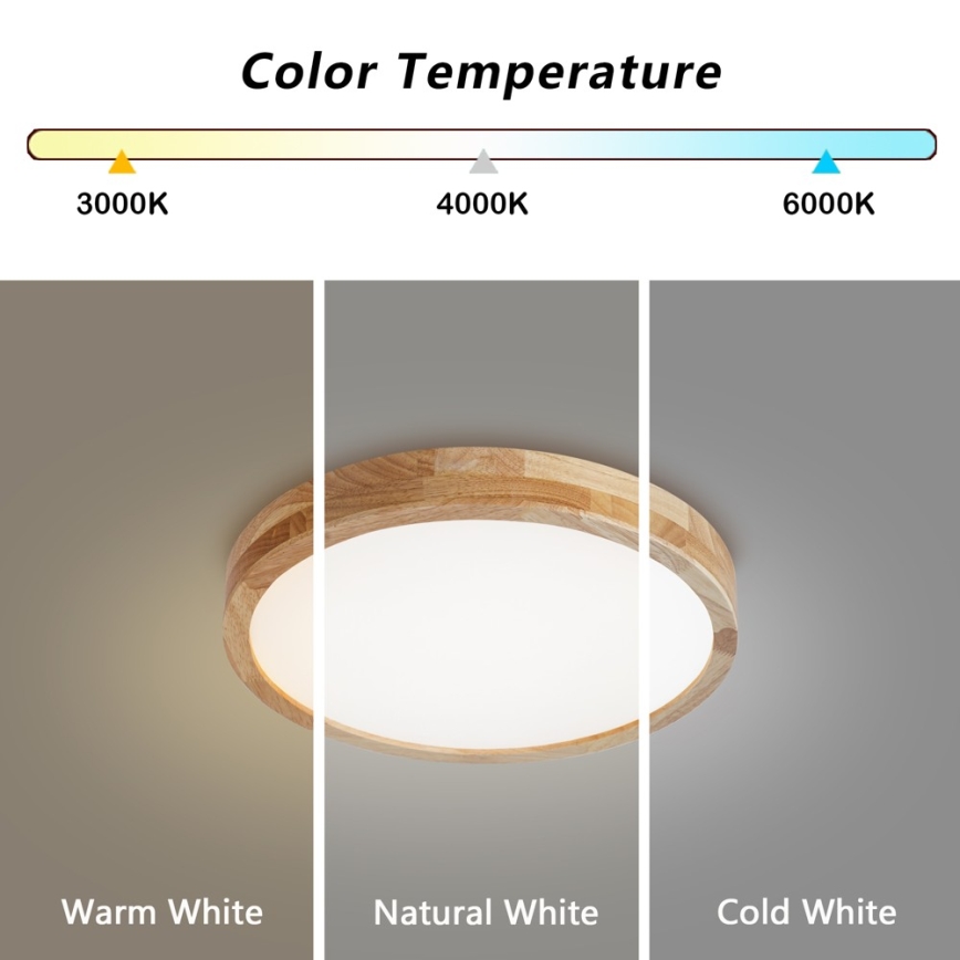BRILAGI - LED стельовий світильник WOODLINE LED/48W/230V 3000-6000K дуб, з регульованою яскравістю, діаметр 40 см + пульт дистанційного керування