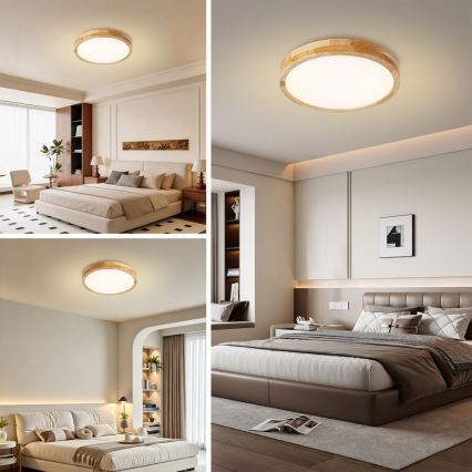 BRILAGI - LED стельовий світильник WOODLINE LED/48W/230V 3000-6000K дуб, з регульованою яскравістю, діаметр 40 см + пульт дистанційного керування