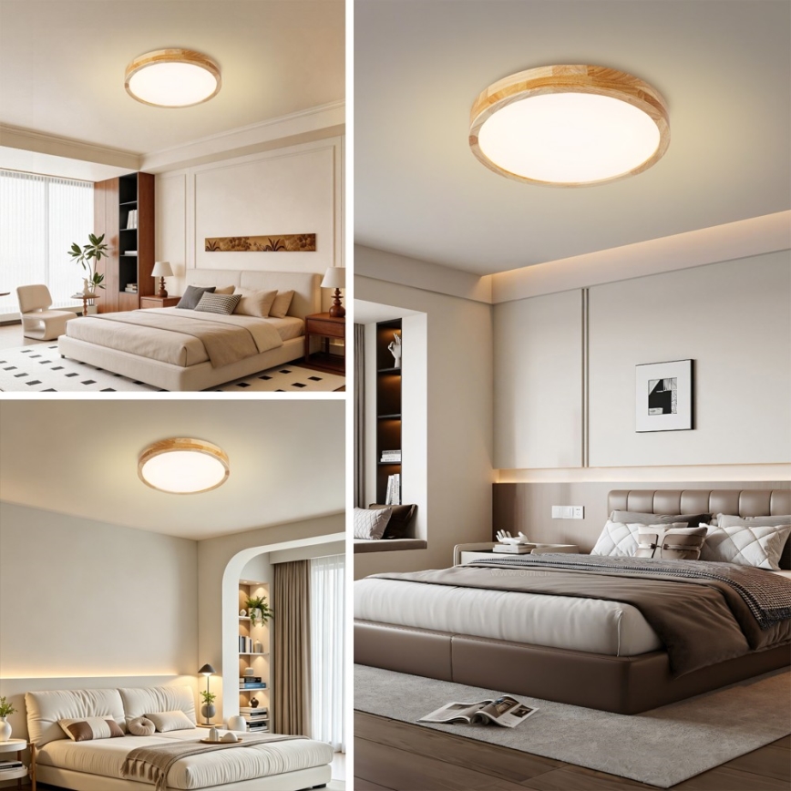 BRILAGI - LED стельовий світильник WOODLINE LED/48W/230V 3000-6000K дуб, з регульованою яскравістю, діаметр 40 см + пульт дистанційного керування