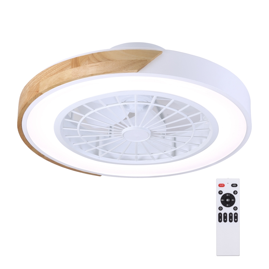 Brilagi - LED Стельовий світильник з вентилятором та регулюванням яскравості LED/30W/230V 3000-6500K білий/дуб + пульт дистанційного керування