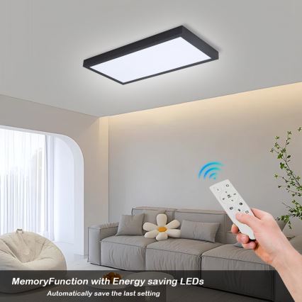 Brilagi - Димований LED стельовий світильник для ванної кімнати FRAME SMART LED/30W/230V 30x60 cm 3000-6000K IP44 чорний + пульт дистанційного керування