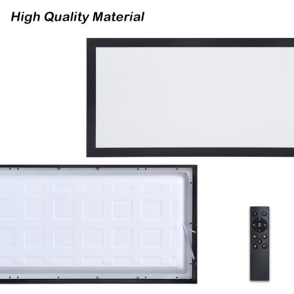 Brilagi - Димований LED стельовий світильник для ванної кімнати FRAME SMART LED/30W/230V 30x60 cm 3000-6000K IP44 чорний + пульт дистанційного керування