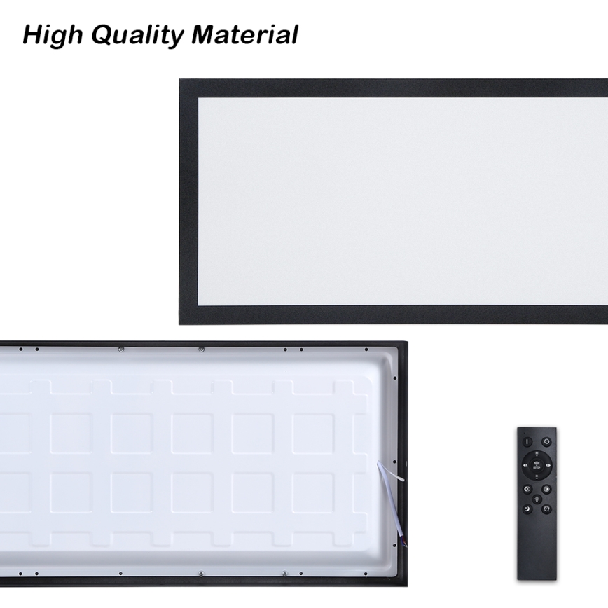 Brilagi - Димований LED стельовий світильник для ванної кімнати FRAME SMART LED/30W/230V 30x60 cm 3000-6000K IP44 чорний + пульт дистанційного керування