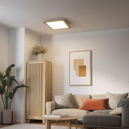 Brilagi - LED стельовий світильник зі змінною яскравістю SLIMFRAME WOOD LED/36W/230V 49,5x49,5 cm 3000-6000K коричневий + дистанційне керування