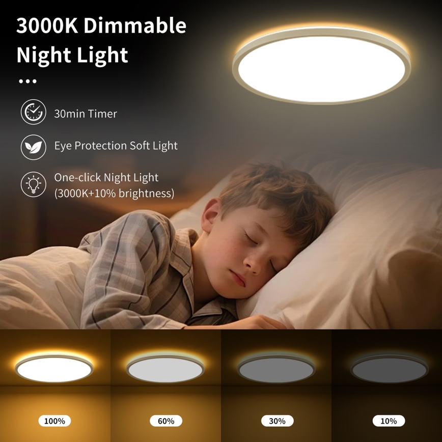 Brilagi - LED-стельовий світильник ULTRA SLIM з регульованою яскравістю LED/18W/230V 2700-6500K діаметр 30 cm білий + пульт дистанційного керування