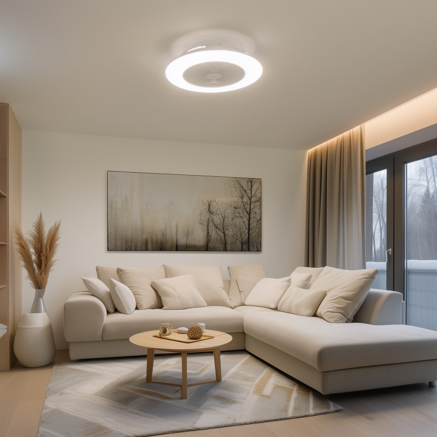Brilagi - Світильник з вентилятором AURA LED/38W/230V 3000-6000K білий з диммером + дистанційне керування