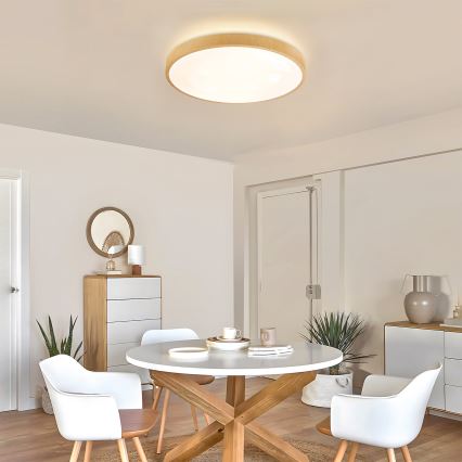 Brilagi - LED димований стельовий світильник GLASS POOL DOUBLE LED/60W/230V 3000-6000K 50 см декор під дерево + пульт дистанційного керування