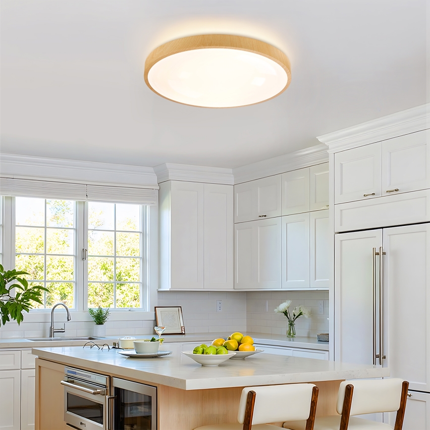 Brilagi - LED димований стельовий світильник GLASS POOL DOUBLE LED/60W/230V 3000-6000K 50 см декор під дерево + пульт дистанційного керування