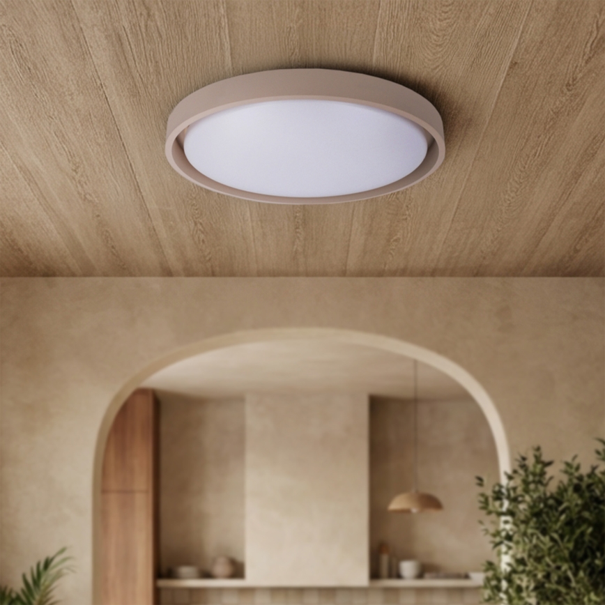 Брілагі - світлодіодний стельовий світильник Маттео зі змінною яскравістю, 60 Вт/230 В, 3000–6500 К, діаметр 51,5 см, відтінок тауп + пульт дистанційного керування