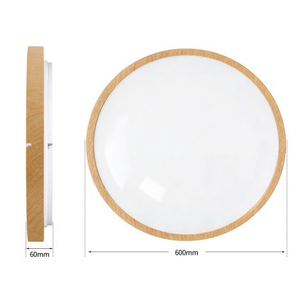 Brilagi - LED димований стельовий світильник GLASS POOL DOUBLE LED/80W/230V 3000-6000K 60 cm декор під дерево + дистанційне керування