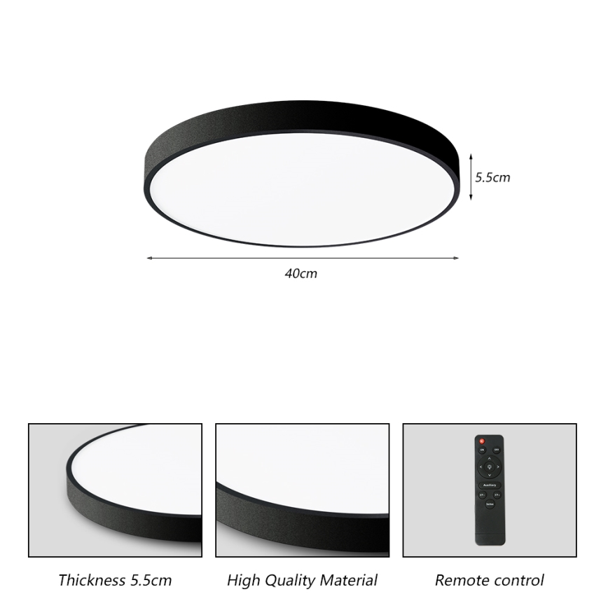 Brilagi - LED димований стельовий світильник POOL SMART LED/48W/230V 40 см 3000-6000K Wi-Fi Tuya + з пультом дистанційного керування чорний