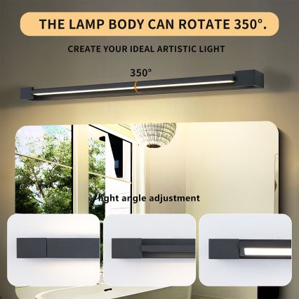 Brilagi - LED-підсвічування дзеркала для ванної AQUA LINE LED/24 Вт/230 В 90 см IP44 чорне CRI 90