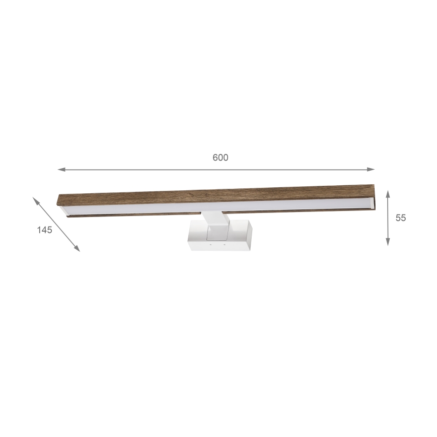 BRILAGI - LED-освітлення дзеркала для ванної 3v1 WOODY MIRROR 3v1 LED/12W/230V 60 см IP44 білий/дуб-горіх