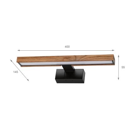 BRILAGI - LED-освітлення дзеркала для ванної 3-в-1 WOODY MIRROR LED/8W/230V 40 cm IP44 чорний/дуб