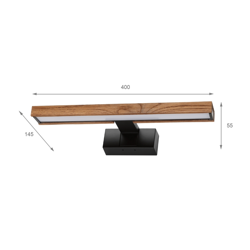 BRILAGI - LED-освітлення дзеркала для ванної 3-в-1 WOODY MIRROR LED/8W/230V 40 cm IP44 чорний/дуб