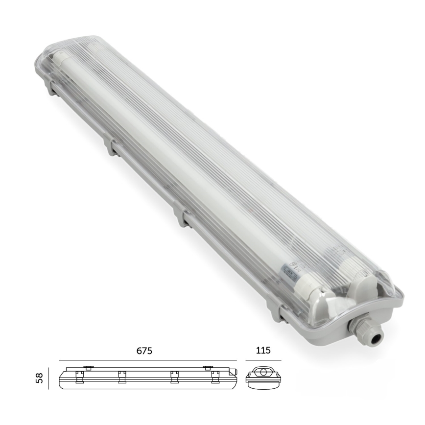 BRILAGI - LED технічний пилозахищений лінійний світильник OPTIMA T8 2xG13/9W/230V 4000K IP65 67,5 cm