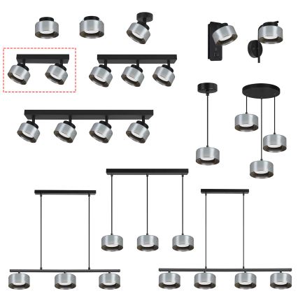 Brilagi - LED Точечный светильник AURA LUX 2xGX53/30W/230V черный/дымчатый