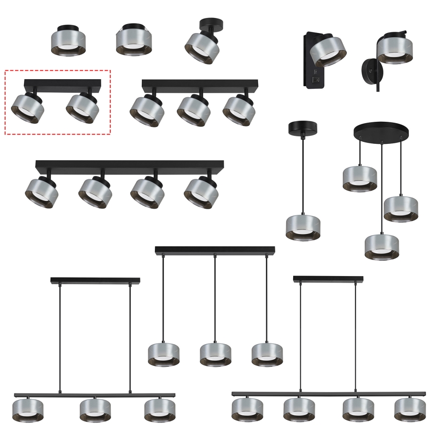 Brilagi - LED Точечный светильник AURA LUX 2xGX53/30W/230V черный/дымчатый