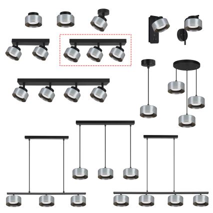 Brilagi - LED Точечный светильник AURA LUX 3xGX53/30W/230V чёрный/дымчатый