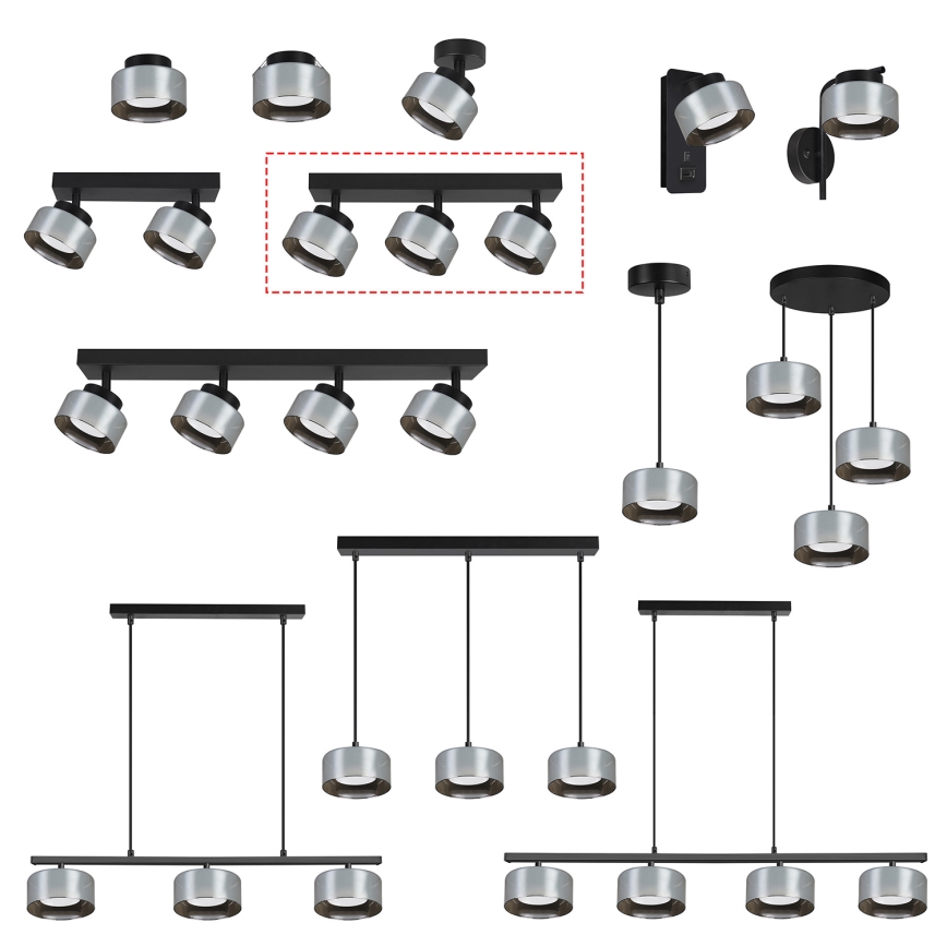 Brilagi - LED Точечный светильник AURA LUX 3xGX53/30W/230V чёрный/дымчатый