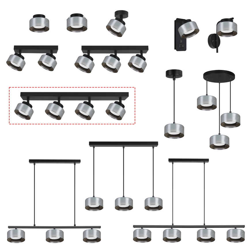 Brilagi - LED Точечный светильник AURA LUX 4xGX53/30W/230V черный/дымчатый