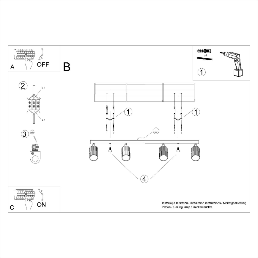 Brilagi - LED точечный светильник CRESTO 4xGU10/10W/230V золотой