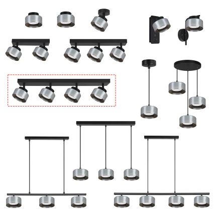 Brilagi - LED Точковий світильник AURA LUX 4xGX53/30W/230V чорний/димчастий