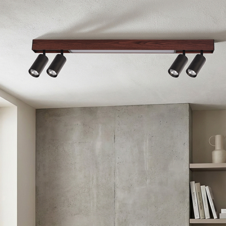BRILAGI - LED точковий світильник SELE 4xGU10/30W/230V + LED/20W чорний/декор дуба