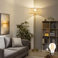 BRILAGI - LED торшер CERIA 1xE27/20W/230V диам. 40 см бамбук/золотой