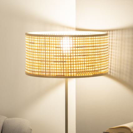 Brilagi - LED торшер CERIA 1xE27/40W/230V диам. 25 см бамбук/матовый хром