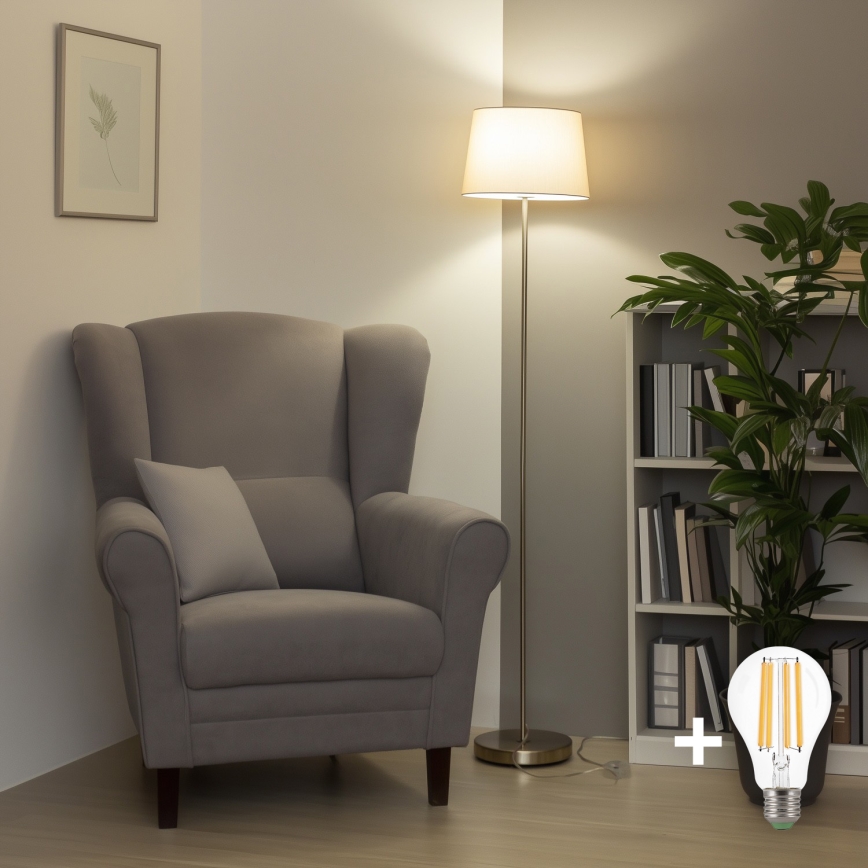 Brilagi - LED торшер CERIA 1xE27/40W/230V діам. 30 см бежевий/матовий хром