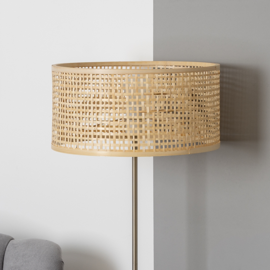 Brilagi - LED торшер CERIA 1xE27/40W/230V диаметр 40 см бамбук/матовый хром