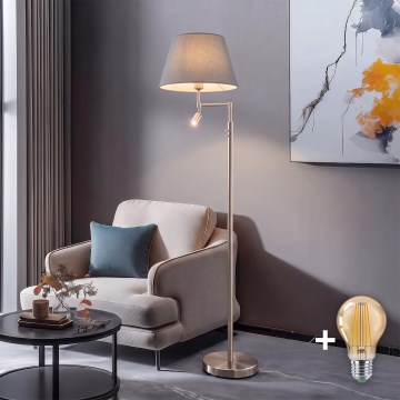 BRILAGI - LED торшер CERIA 1xE27/60Вт/230В + LED/2,1Вт діам. 45 см матовий хром/сірий