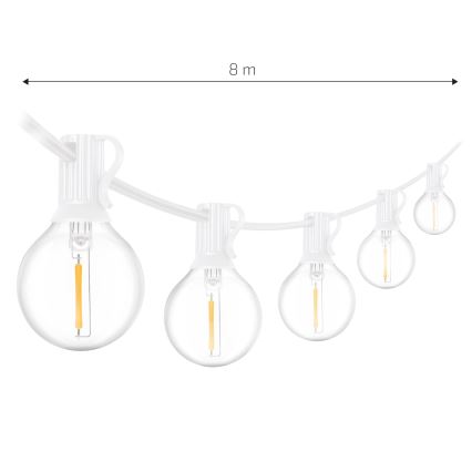 Brilagi - LED уличная декоративная гирлянда GIRLANDA 10xE12/0,6W/230V 8m белая IP44 тёплый белый