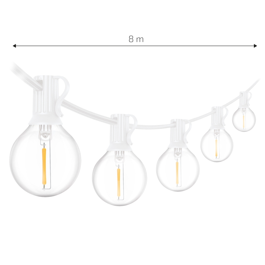 Brilagi - LED уличная декоративная гирлянда GIRLANDA 10xE12/0,6W/230V 8m белая IP44 тёплый белый