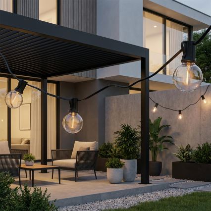 Brilagi - LED уличная декоративная гирлянда GIRLANDA 25xE12/0,36W/24V 20m чёрная IP44 тёплый белый