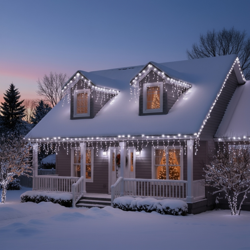 Brilagi - LED уличная рождественская гирлянда, 200xLED/8 режимов, 13m, IP44, холодный белый, сосульки