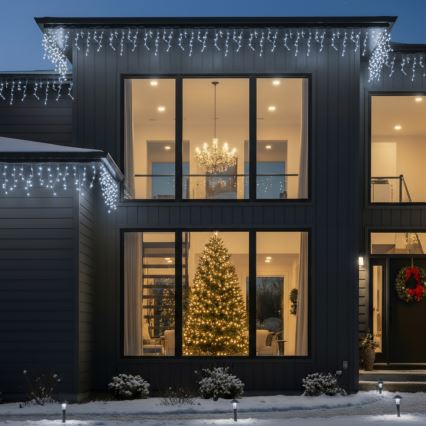 Brilagi - LED уличная рождественская гирлянда, 200xLED/8 режимов, 13m, IP44, холодный белый, сосульки