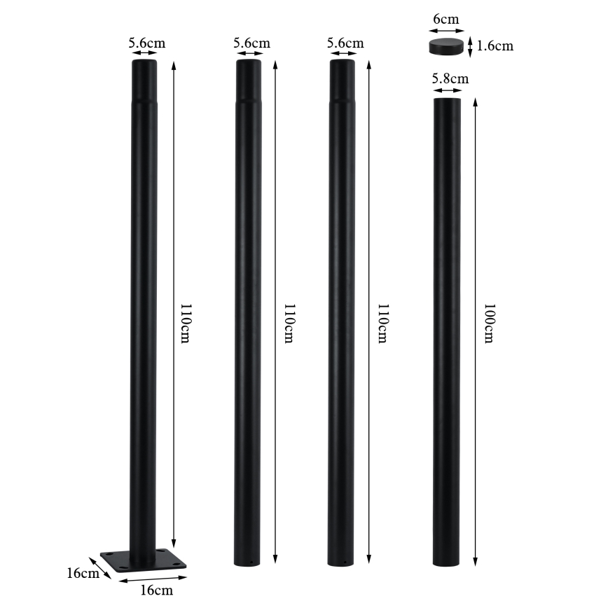 Brilagi - уличный LED-фонарь со столбом 4 м URBANSPARK LED/120W/230V черный IP65