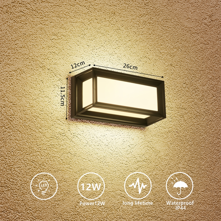Brilagi - настенный уличный светильник PARKER LED/12W/230V 3000/4500/6000K черный IP44