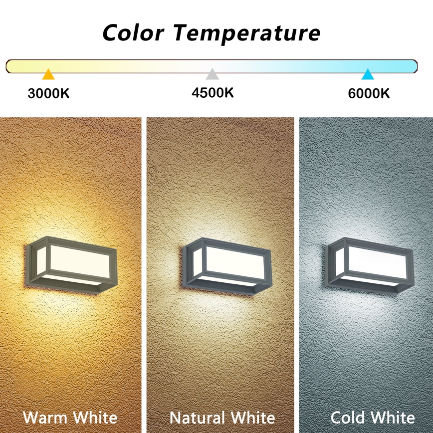 Brilagi - LED наружный настенный светильник PARKER LED/12 Вт/230 В 3000/4500/6000 К серый IP44