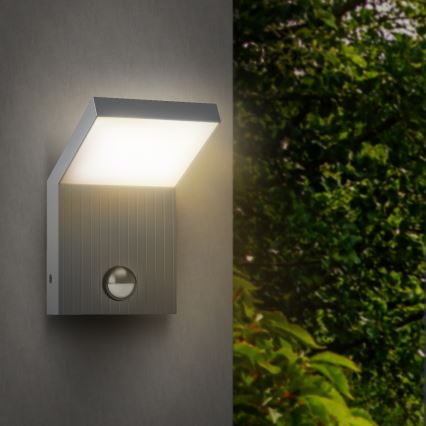 Brilagi - уличный настенный светильник LED с датчиком RIANO LED/8W/230V, серебристый, IP65