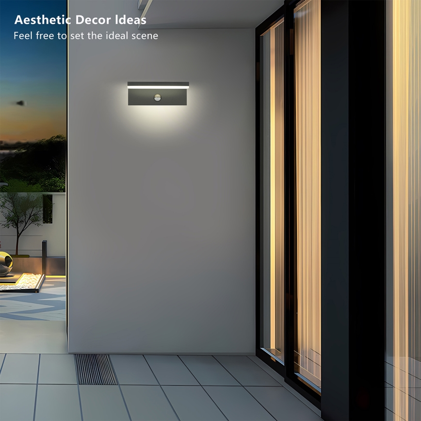 BRILAGI - LED уличный настенный светильник с датчиком TESSI LED/10W/230V, антрацит, IP54