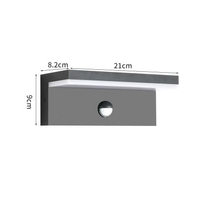 BRILAGI - LED уличный настенный светильник с датчиком TESSI LED/10W/230V, антрацит, IP54