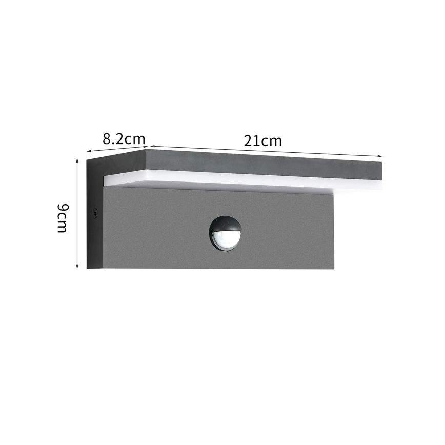 BRILAGI - LED уличный настенный светильник с датчиком TESSI LED/10W/230V, антрацит, IP54