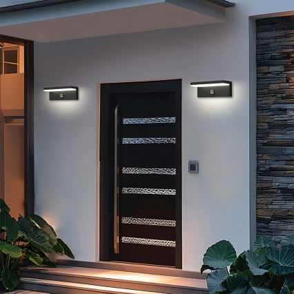Brilagi - LED наружный настенный светильник с датчиком TESSI LED/10 Вт/230 В черный IP54